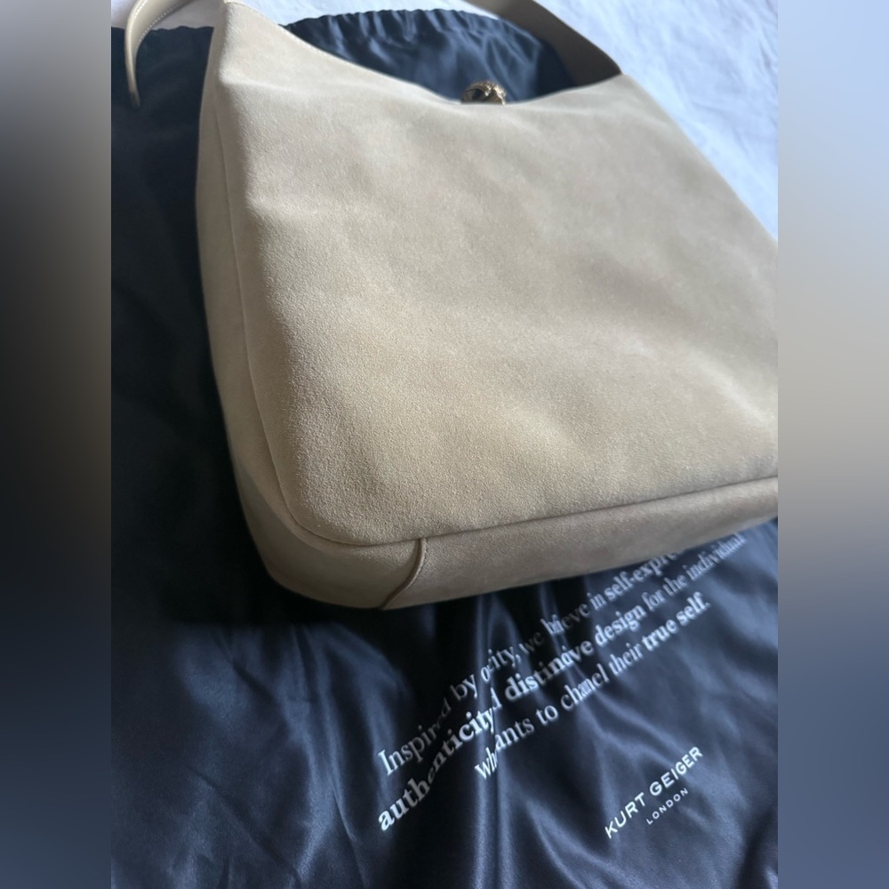 LARGE BOND HOBO BAG - KURT GEIGER LONDON excellent beige suede 💛 - Picture 6 of 16